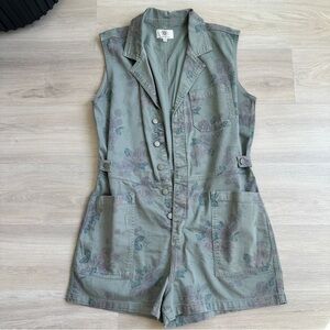 Laura Ashley Green Denim Romper size Medium